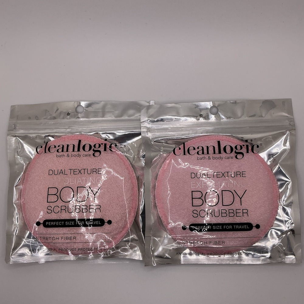 Cleanlogic Blush Pink Round Dual Texture Exfoliating Body Scrubber Clean Logic